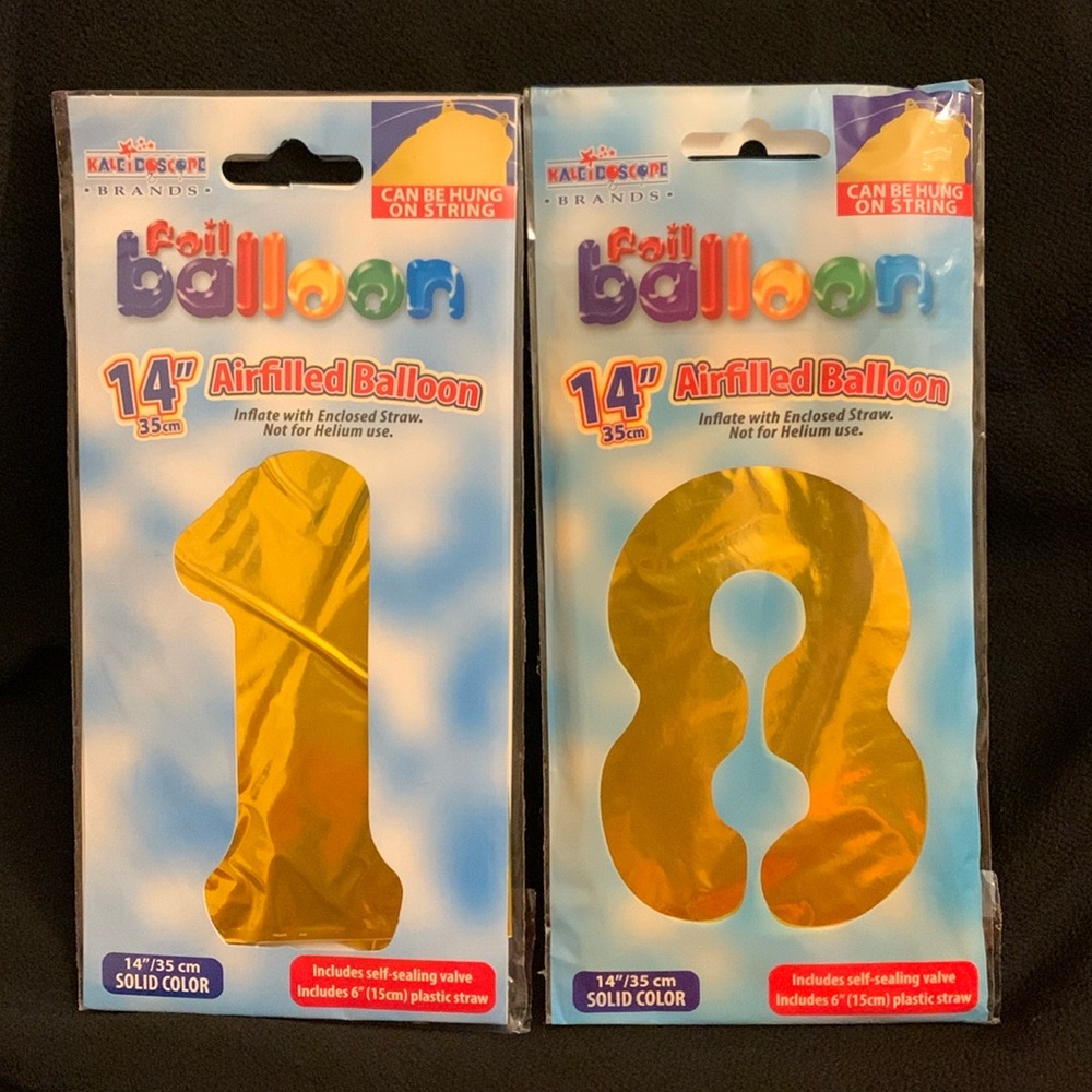 18 Birthday Golden Balloons 14” NWT